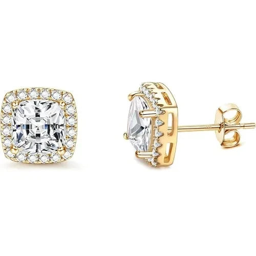Gold Plated Cubic Zirconia Stud Earrings