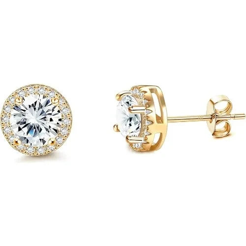 Gold Plated Cubic Zirconia Stud Earrings