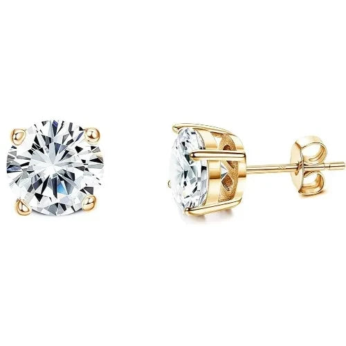Gold Plated Cubic Zirconia Stud Earrings