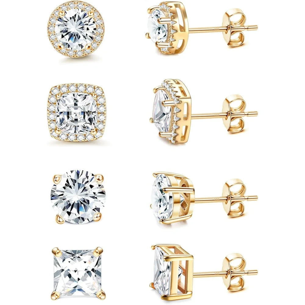 Gold Plated Cubic Zirconia Stud Earrings