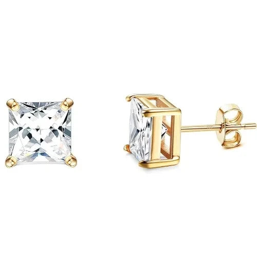 Gold Plated Cubic Zirconia Stud Earrings
