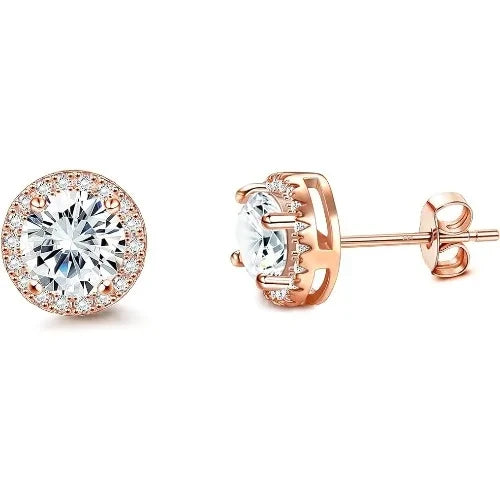 Gold Plated Cubic Zirconia Stud Earrings