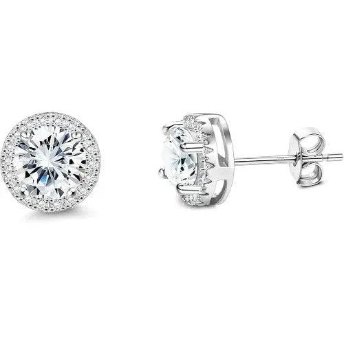 Gold Plated Cubic Zirconia Stud Earrings