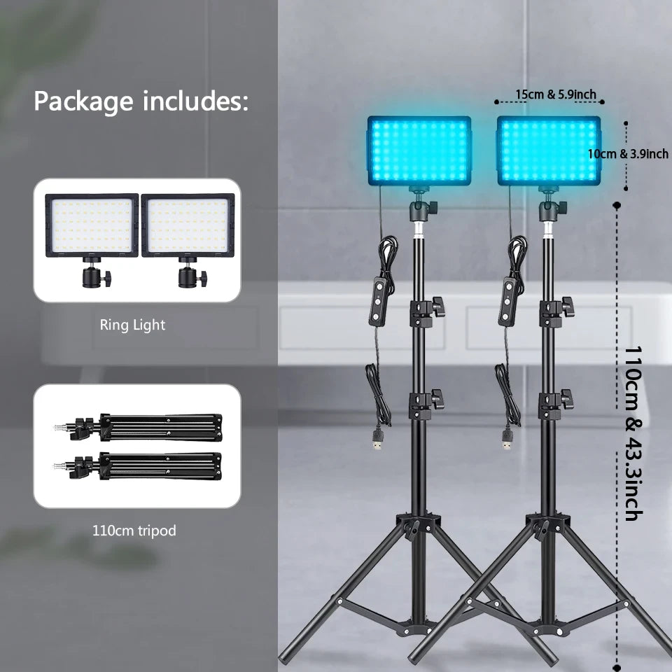 RGB LED Photography Video Light Panel Kit