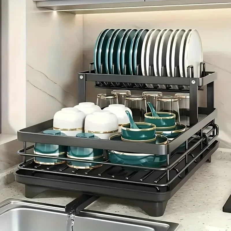 Double Tier Extendable Dish Drainer