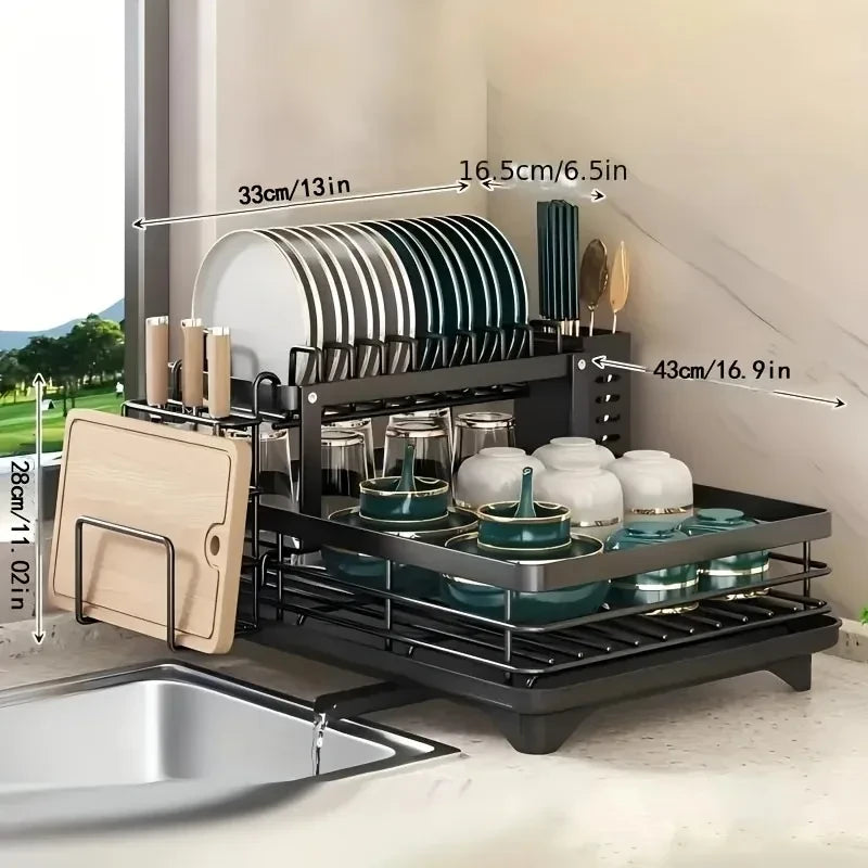 Double Tier Extendable Dish Drainer