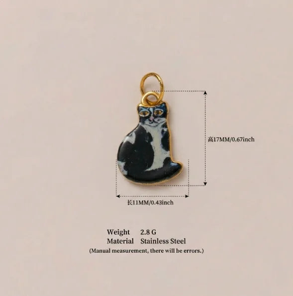 New Fashion Cartoon Small Animal Accessories DIY Necklace for Women Girls Painting Pet Cat Pendant Necklace DIY Accessory Gift