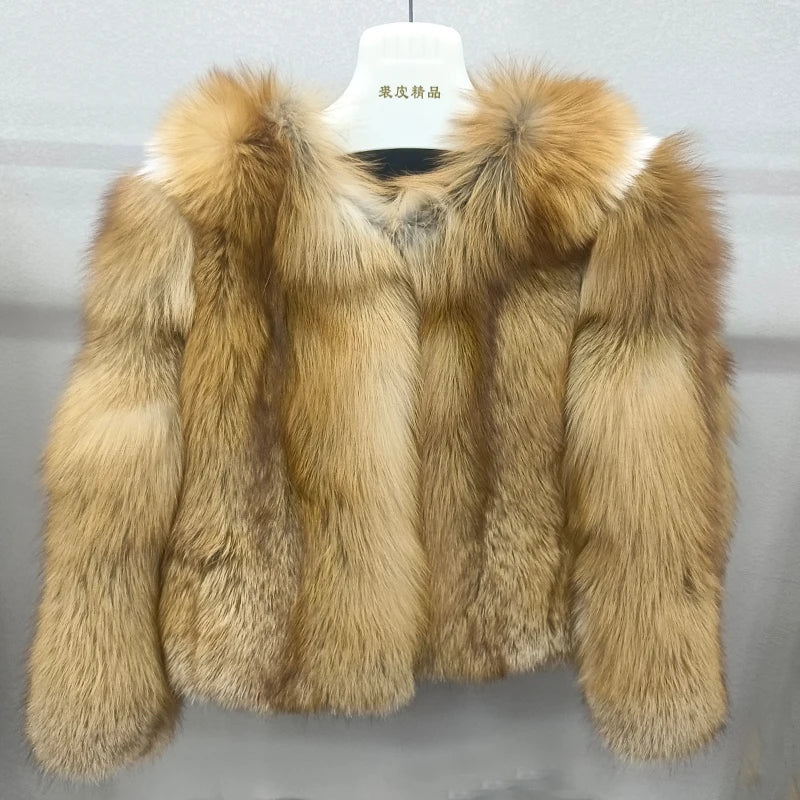 Women's fashionable 100% natural fox fur jacket  Whole fox skin winter warm high-quality real fur coat  Highest quality