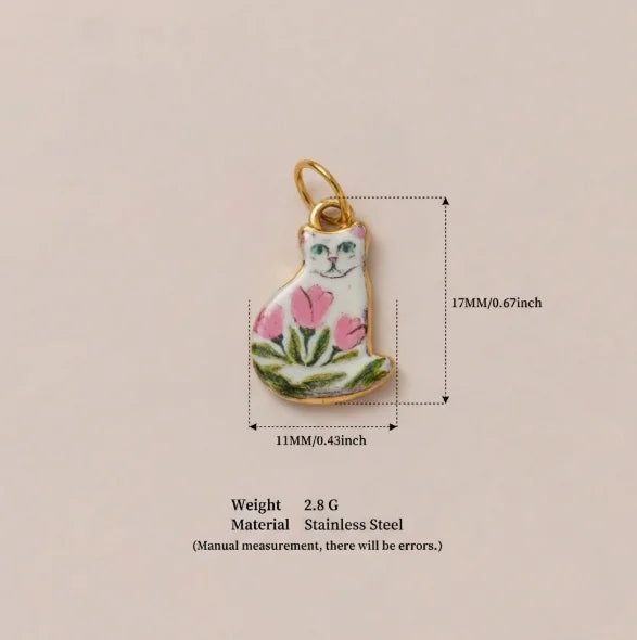 New Fashion Cartoon Small Animal Accessories DIY Necklace for Women Girls Painting Pet Cat Pendant Necklace DIY Accessory Gift