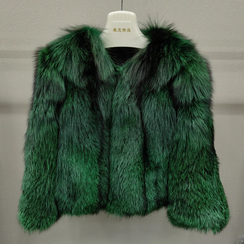 Women's fashionable 100% natural fox fur jacket  Whole fox skin winter warm high-quality real fur coat  Highest quality