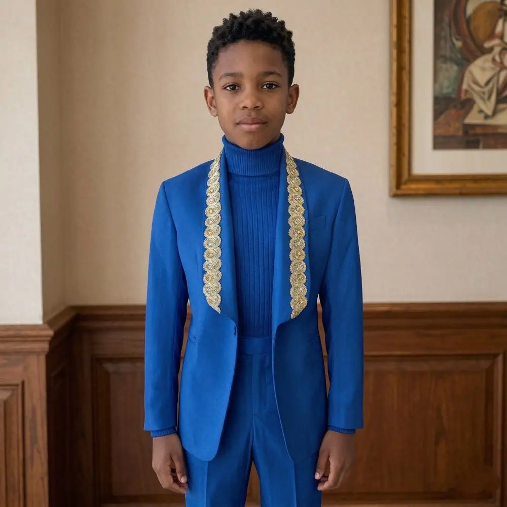 Beaded Boy Suits for Child 2 Pieces Slim Fit Luxury Fashion Runway Designer Formal Gentleman Wear Wedding Separates Child Suit