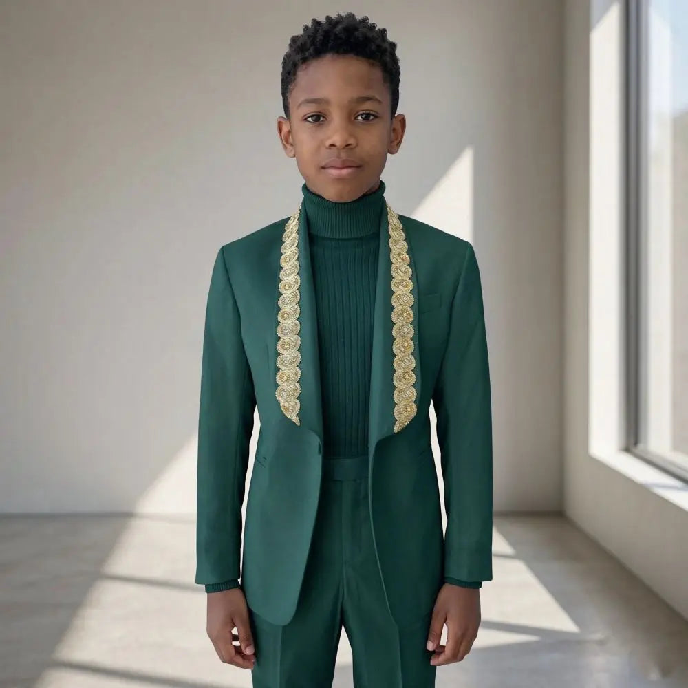 Beaded Boy Suits for Child 2 Pieces Slim Fit Luxury Fashion Runway Designer Formal Gentleman Wear Wedding Separates Child Suit