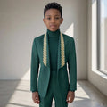 Beaded Boy Suits for Child 2 Pieces Slim Fit Luxury Fashion Runway Designer Formal Gentleman Wear Wedding Separates Child Suit