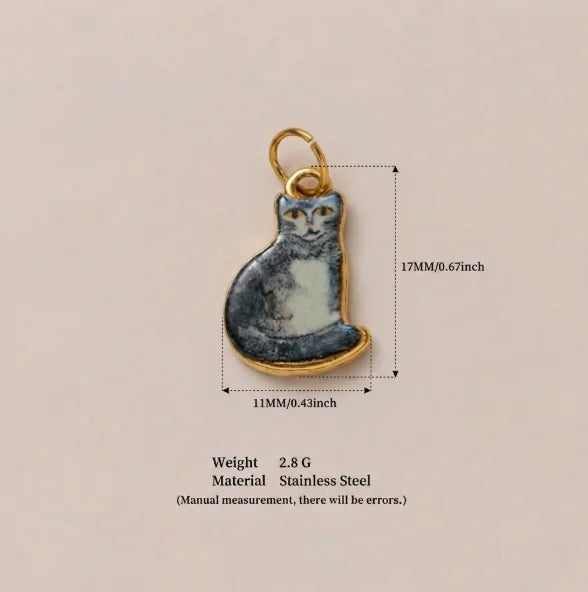 New Fashion Cartoon Small Animal Accessories DIY Necklace for Women Girls Painting Pet Cat Pendant Necklace DIY Accessory Gift