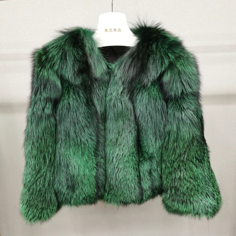 Women's fashionable 100% natural fox fur jacket  Whole fox skin winter warm high-quality real fur coat  Highest quality