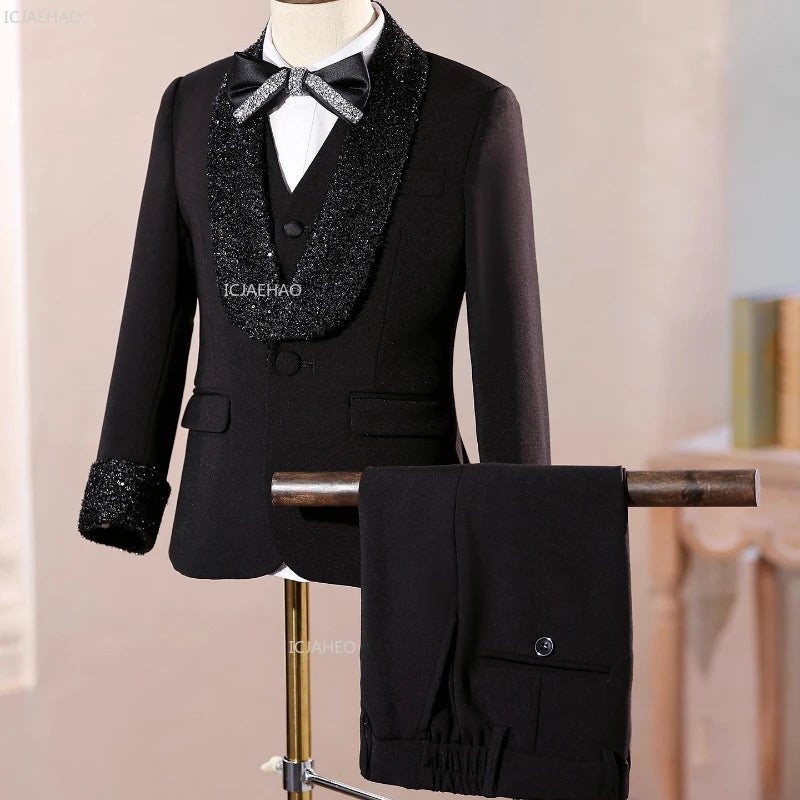 2026 Fashion Kids Boys Suit Set Blazer Outfit Children Performance Gown Birthday Party Evening Celebration Formal Wear Clothes