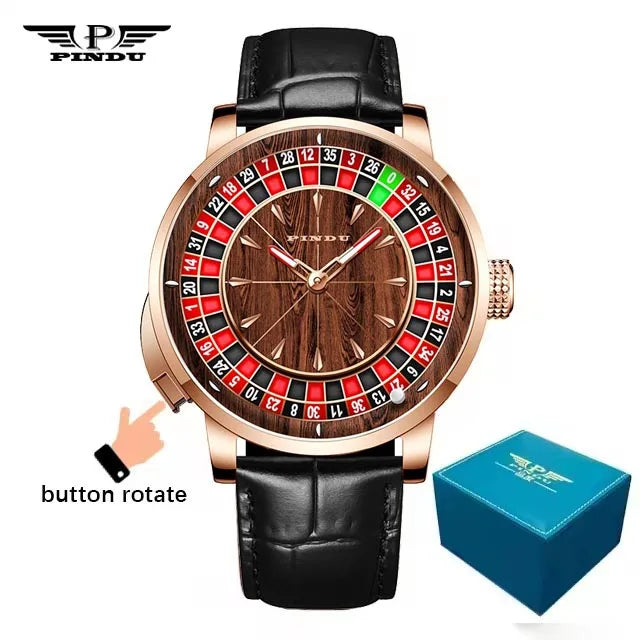 PINDU Design New NH35A Mechanical Watches Men Push Button Turn Russian Roulette Game Sapphire Mirror Diamond Dial Men's Watch