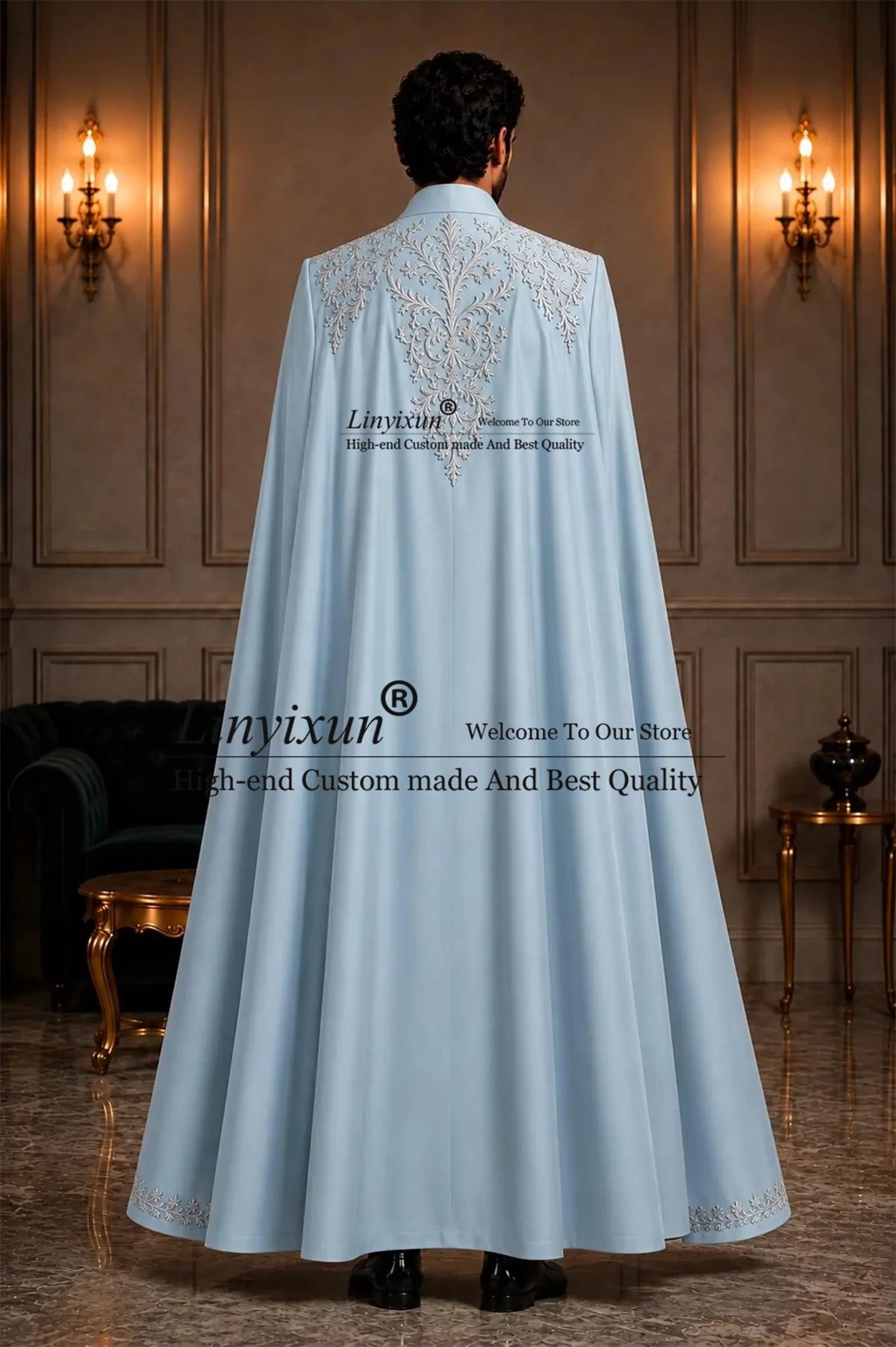 Fashion Long Coat Pants Design Men Suits 3 Pieces Sets Groom Male Party Blazer Customized Wedding Tuxedo Embroidered Ropa Hombre