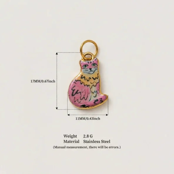 New Fashion Cartoon Small Animal Accessories DIY Necklace for Women Girls Painting Pet Cat Pendant Necklace DIY Accessory Gift