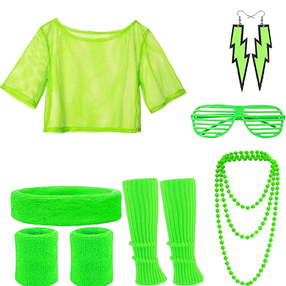 Disco Accessory Set 80S Fashion Accessories Fishnet Top Earrings Necklace Glasses Carnival Party Christmas Halloween Accessories