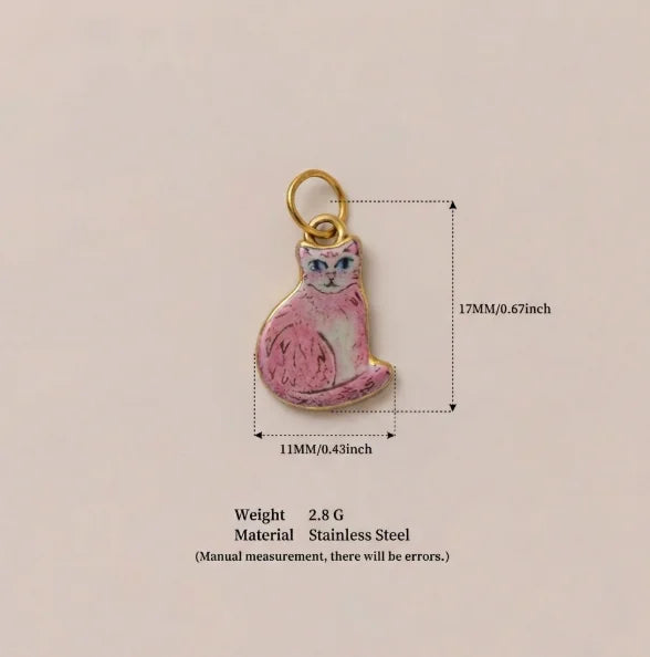 New Fashion Cartoon Small Animal Accessories DIY Necklace for Women Girls Painting Pet Cat Pendant Necklace DIY Accessory Gift