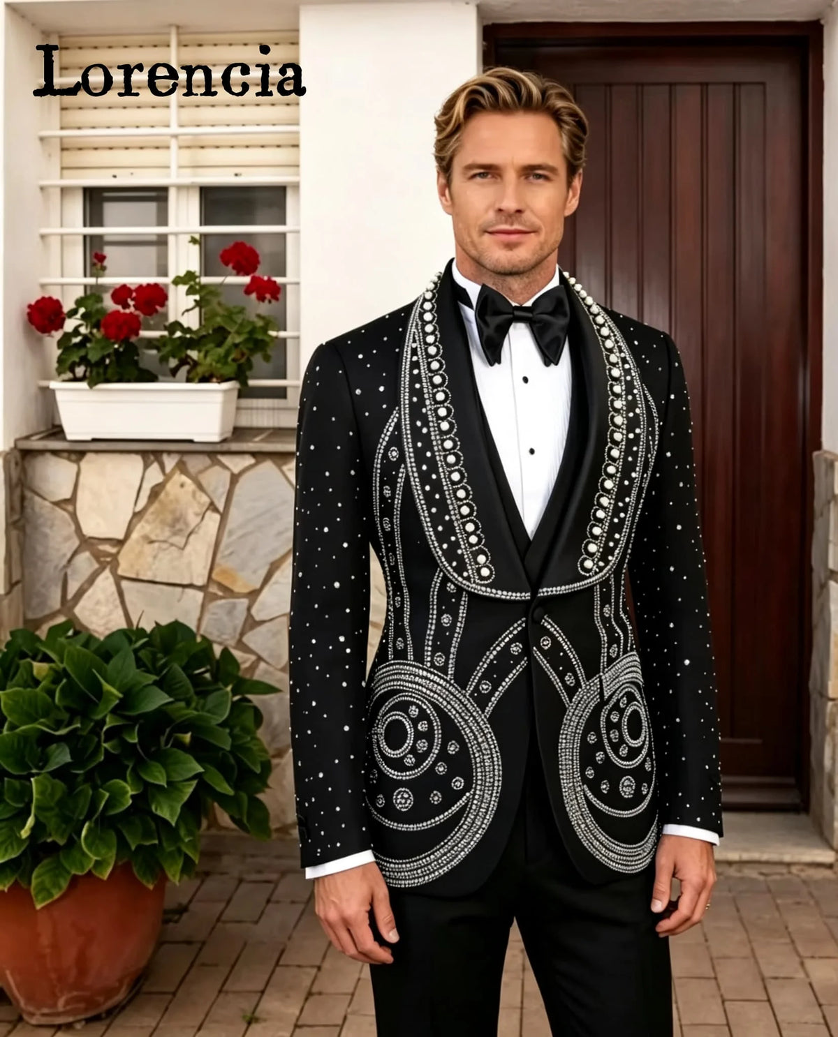 Fashion Diamond Men Suits 3 Pieces Sets Shawl Lapel Groom Wedding Tuxedo Customized Slim Fit Party Male Prom Blazers Ropa Hombre