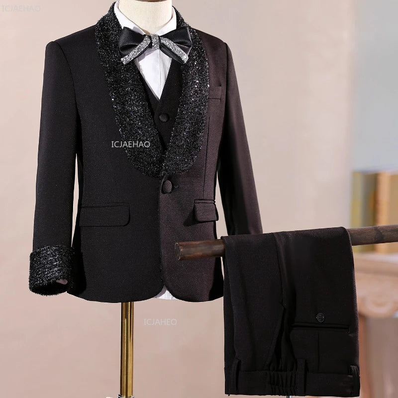 2026 Fashion Kids Boys Suit Set Blazer Outfit Children Performance Gown Birthday Party Evening Celebration Formal Wear Clothes