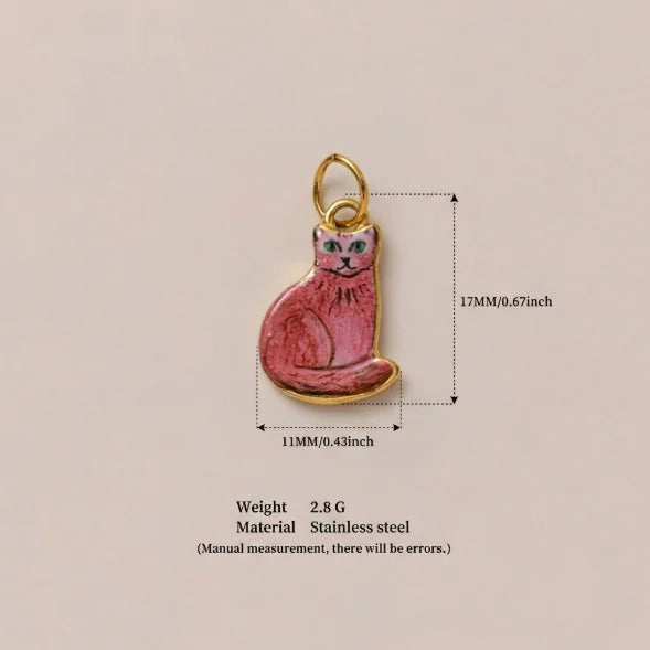 New Fashion Cartoon Small Animal Accessories DIY Necklace for Women Girls Painting Pet Cat Pendant Necklace DIY Accessory Gift
