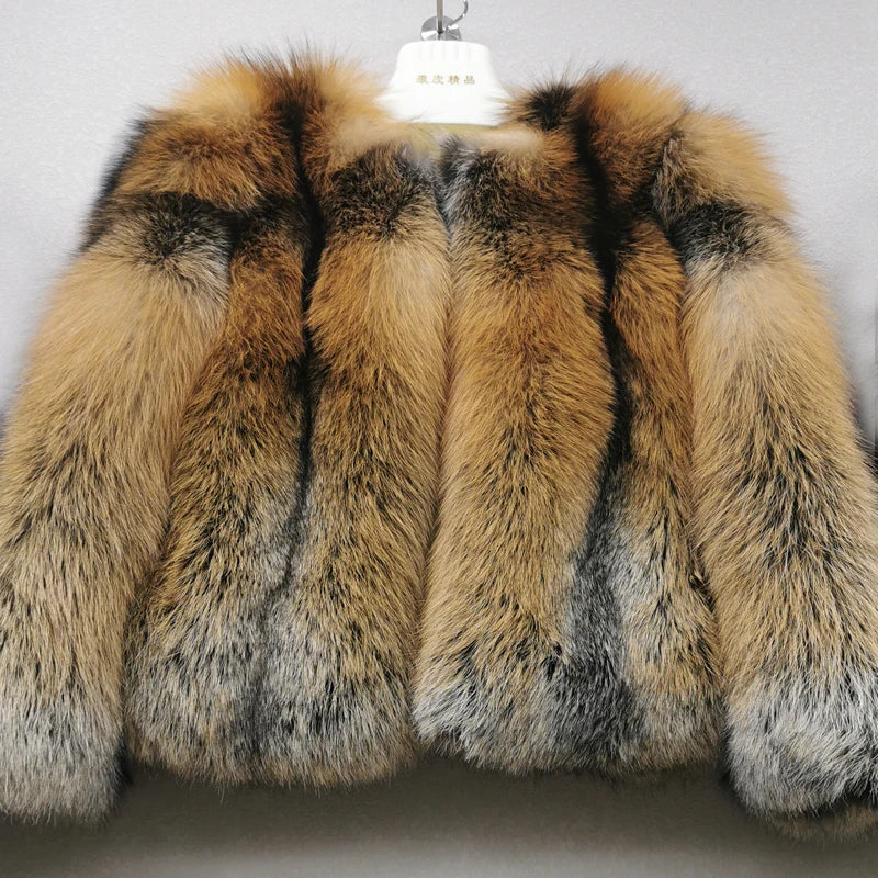 Women's fashionable 100% natural fox fur jacket  Whole fox skin winter warm high-quality real fur coat  Highest quality