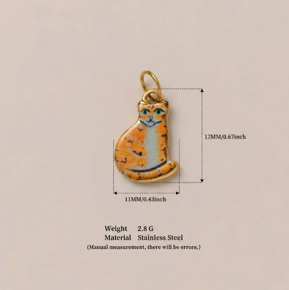 New Fashion Cartoon Small Animal Accessories DIY Necklace for Women Girls Painting Pet Cat Pendant Necklace DIY Accessory Gift