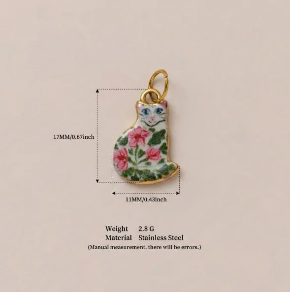 New Fashion Cartoon Small Animal Accessories DIY Necklace for Women Girls Painting Pet Cat Pendant Necklace DIY Accessory Gift