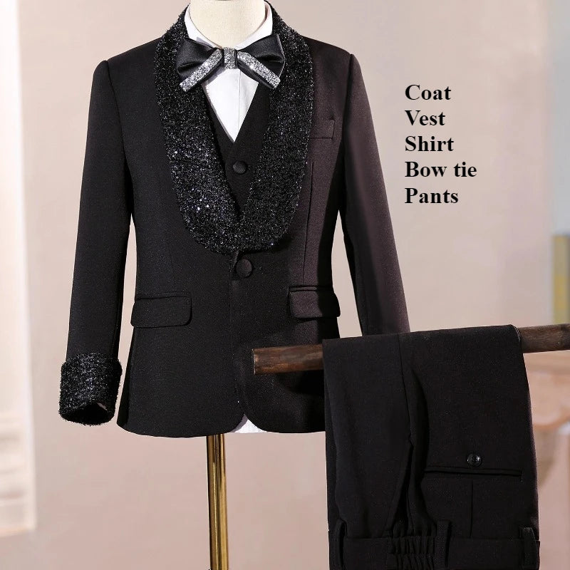 2026 Fashion Kids Boys Suit Set Blazer Outfit Children Performance Gown Birthday Party Evening Celebration Formal Wear Clothes