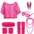 Disco Accessory Set 80S Fashion Accessories Fishnet Top Earrings Necklace Glasses Carnival Party Christmas Halloween Accessories