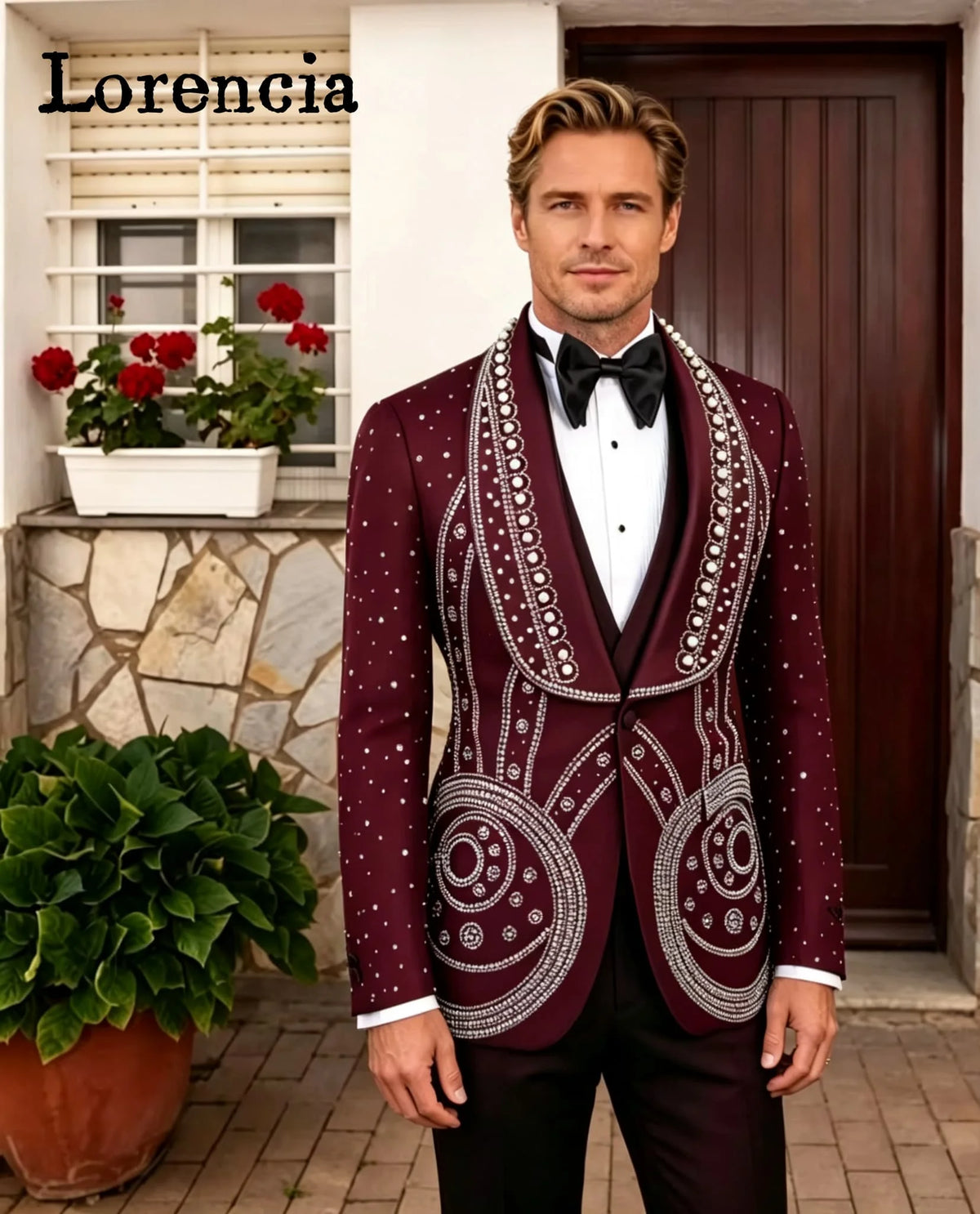 Fashion Diamond Men Suits 3 Pieces Sets Shawl Lapel Groom Wedding Tuxedo Customized Slim Fit Party Male Prom Blazers Ropa Hombre