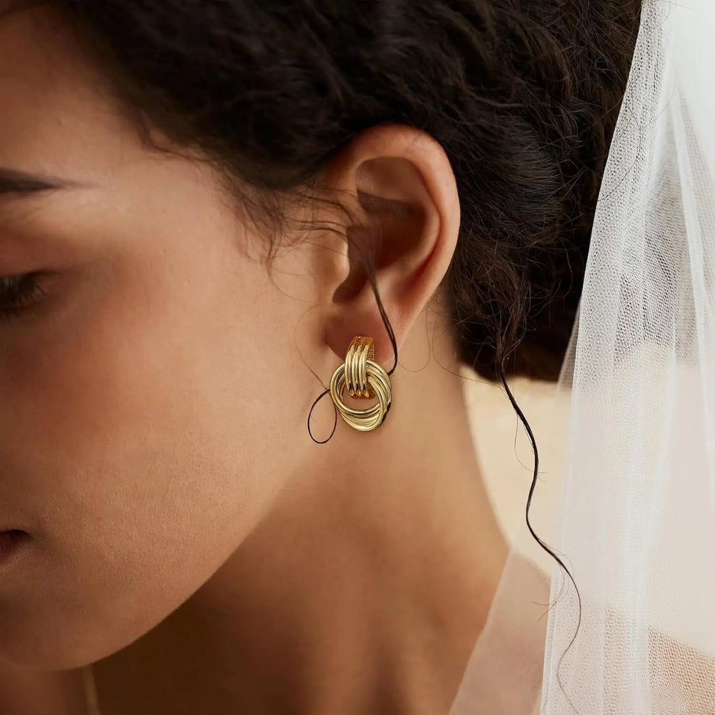 14K Gold Plated Knot Earrings for Women Lightweight Hypoallergenic Earrings Fashion Accessories Gold Jewelry Gifts for Womens