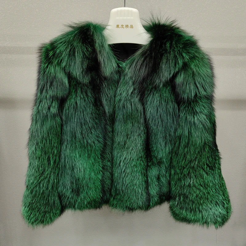 Women's fashionable 100% natural fox fur jacket  Whole fox skin winter warm high-quality real fur coat  Highest quality