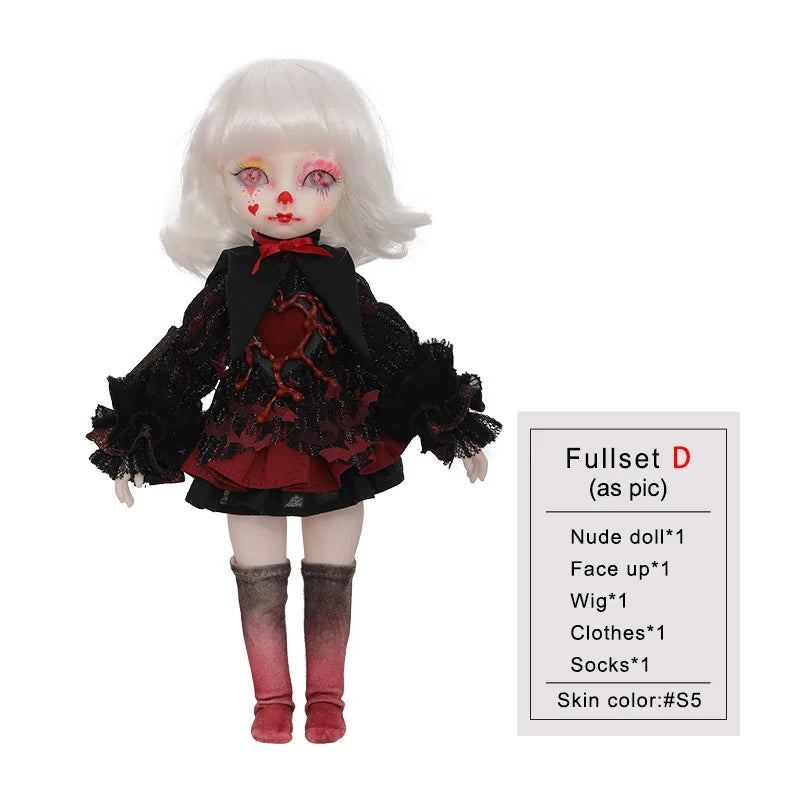 Roko D 1/6 Bjd Doll Halloween Hearts Clown Sad Style Party High Quality Ball Jointed Dolls Toys