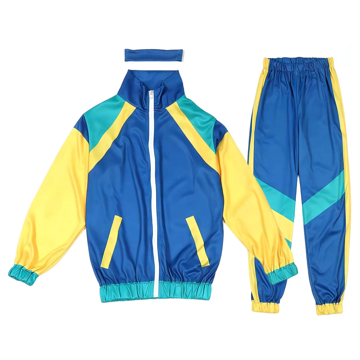 Kids 80s 90s Retro Tracksuit Color Block Street Style Jacket+Pants Set Boys Girls Hip Hop Disco Party Costume Streetwear Outfit