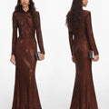 Women luxury diamond long dress long sleeve high waist fashion party maxi dress