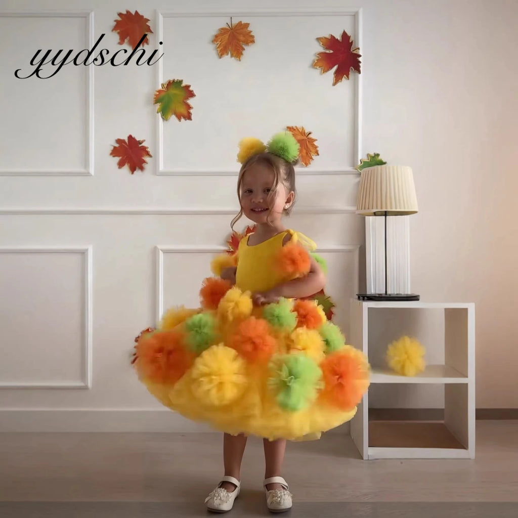 Customized O-neck Flower Girl Dresses For Wedding Tulle 2026 Knee Length Pageant Gown Kids Sleeveless First Communion Gown