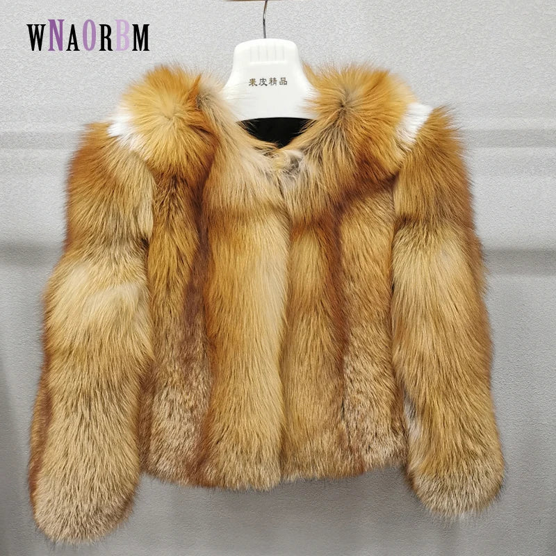 Women's fashionable 100% natural fox fur jacket  Whole fox skin winter warm high-quality real fur coat  Highest quality