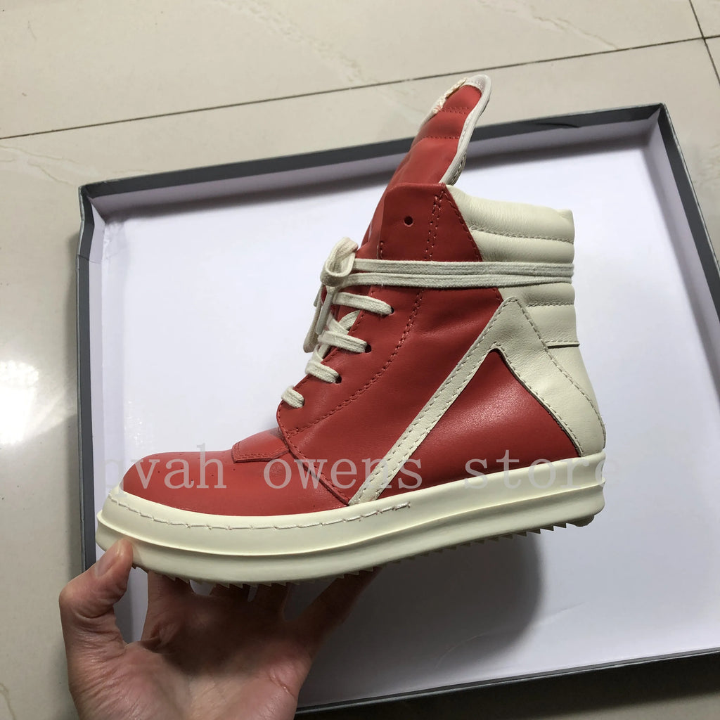Kids High Top Sneakers Girls Boys Leather Children Shoes Luxury Lace Up Casual Spring Streetwear Black White Boots