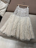 2026 Autumn/Winter New Arrival: Elaborately Crafted Feather and Sequin Vest and Skirt Woman Clothes 2-Piece Set