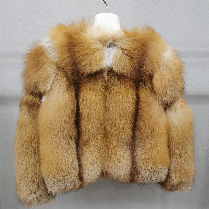 Women's fashionable 100% natural fox fur jacket  Whole fox skin winter warm high-quality real fur coat  Highest quality