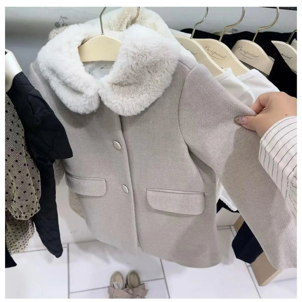 2026 New BP Brand Coat Thickened Warm Girls' Cotton Coat Korean-Style Long Children's Fashionable Outerwear for Kids