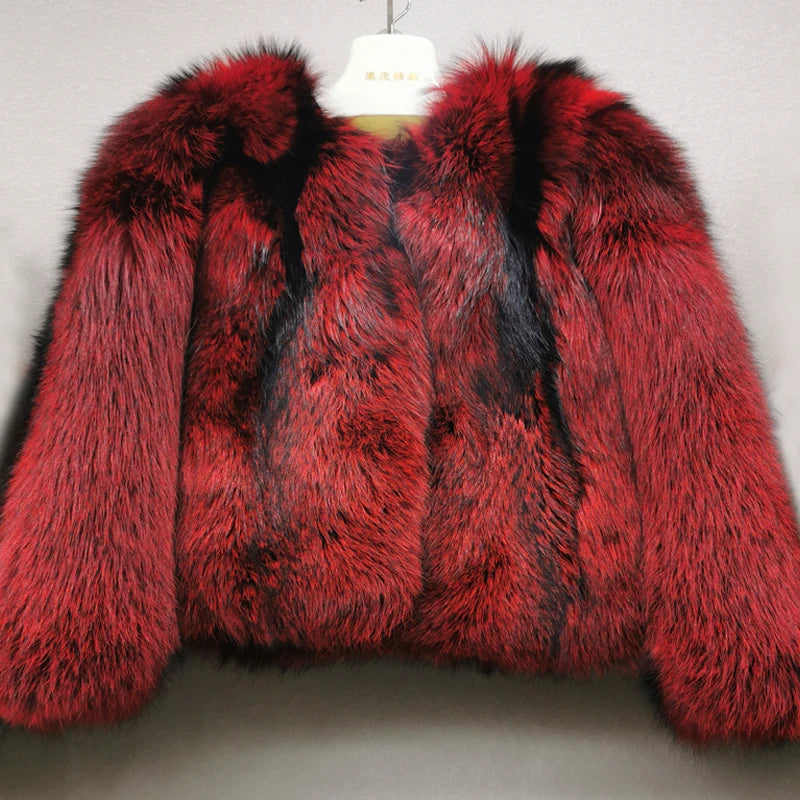 Women's fashionable 100% natural fox fur jacket  Whole fox skin winter warm high-quality real fur coat  Highest quality