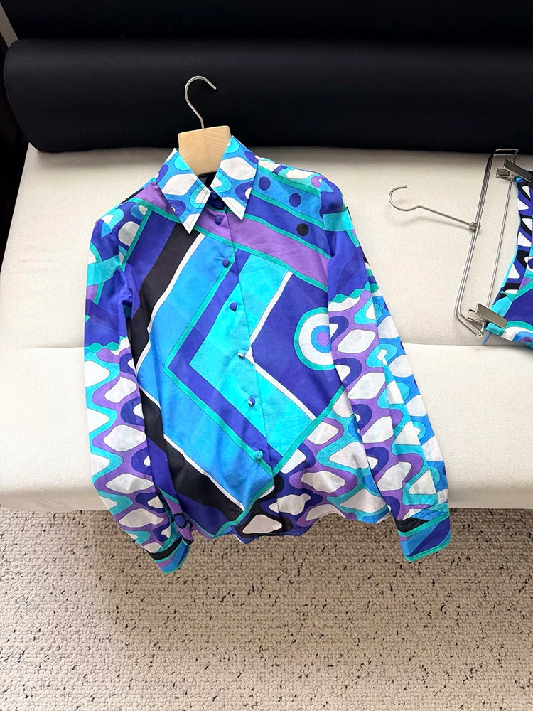 Spring Summer Fashion Resort Elegant Geometric Print Cotton Long Skirt Women's Middle Waist Slim A-Line Big Swing Skirt
