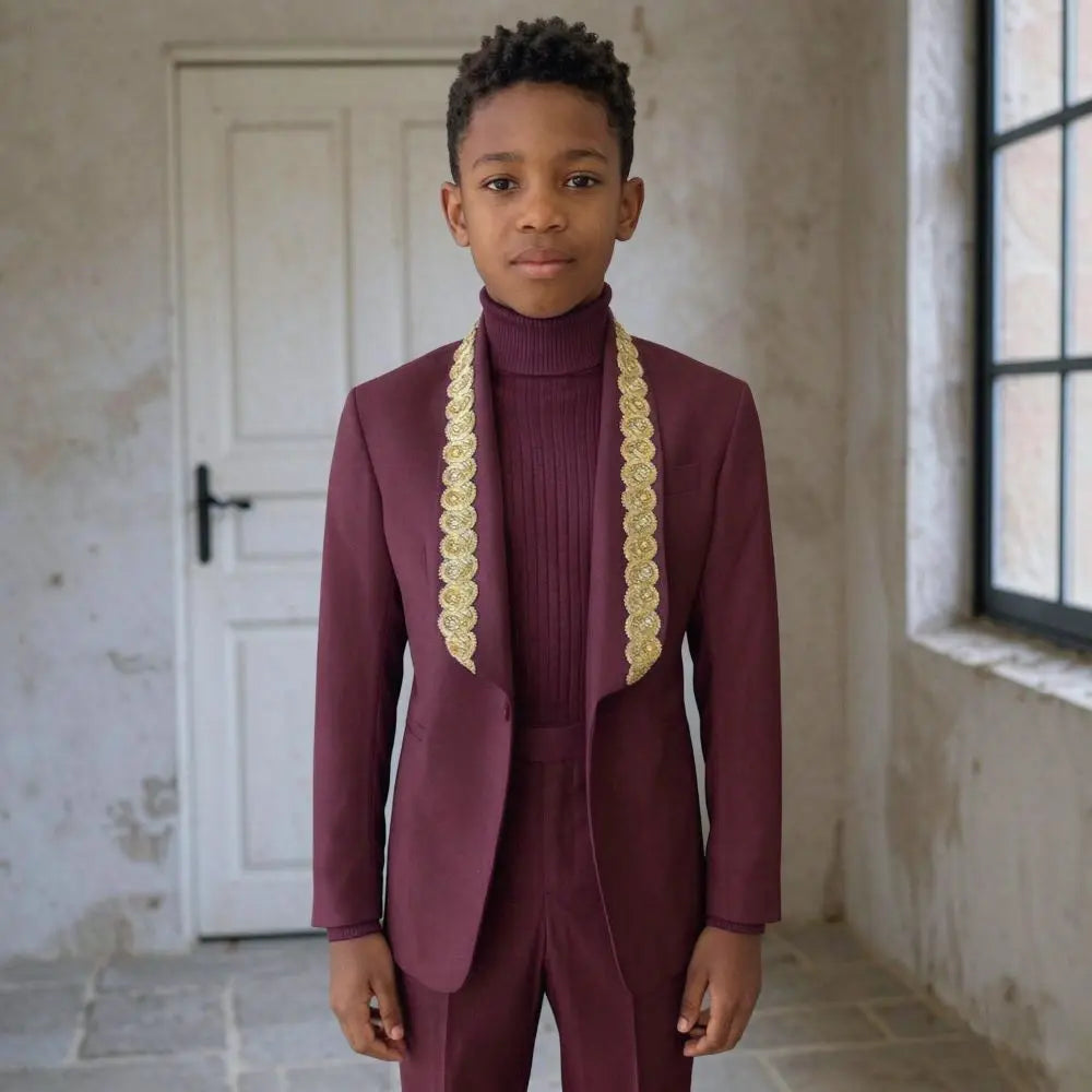 Beaded Boy Suits for Child 2 Pieces Slim Fit Luxury Fashion Runway Designer Formal Gentleman Wear Wedding Separates Child Suit