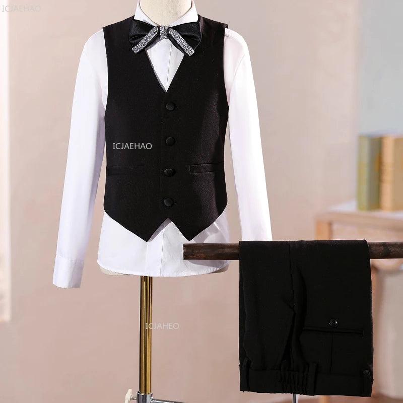 2026 Fashion Kids Boys Suit Set Blazer Outfit Children Performance Gown Birthday Party Evening Celebration Formal Wear Clothes