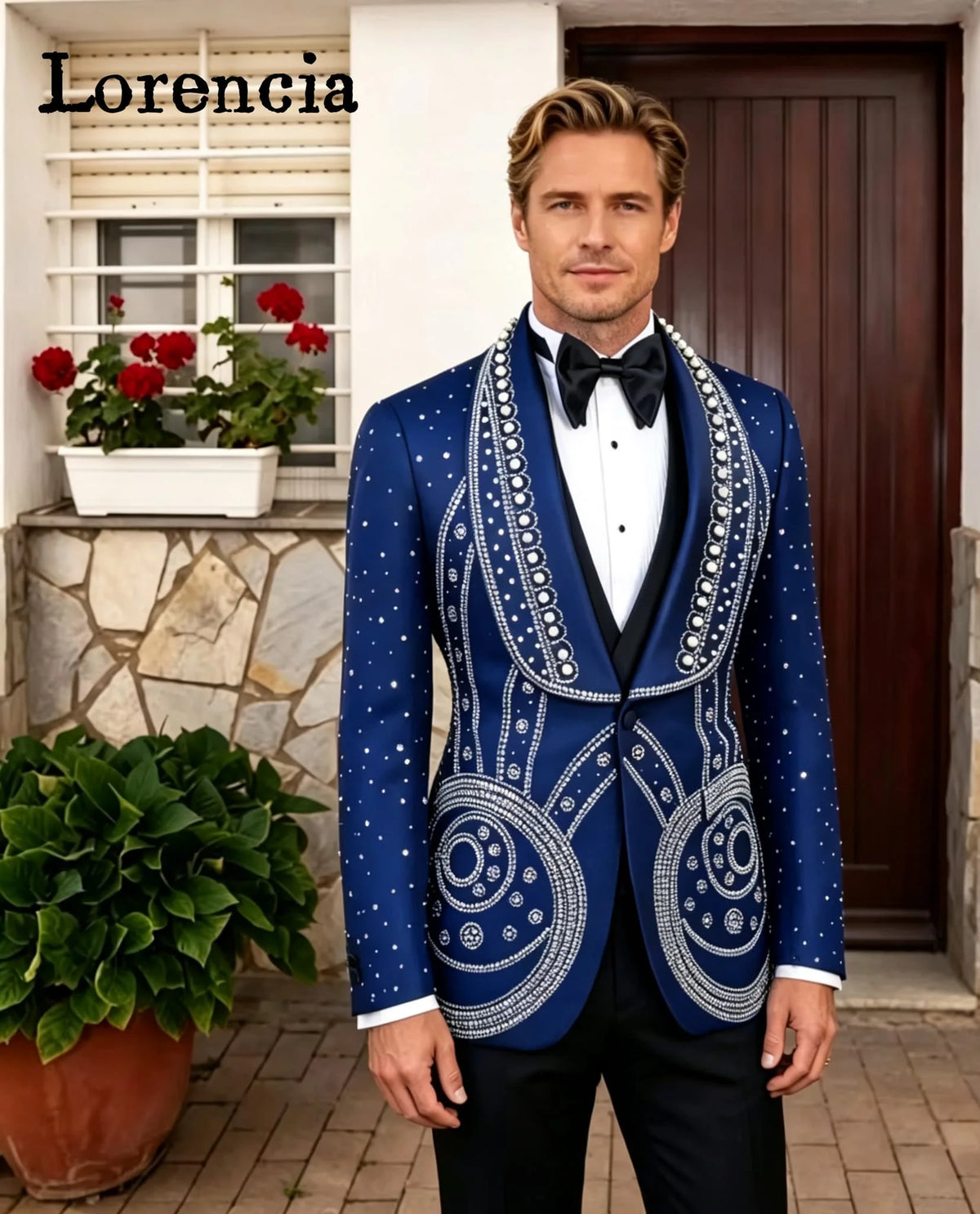 Fashion Diamond Men Suits 3 Pieces Sets Shawl Lapel Groom Wedding Tuxedo Customized Slim Fit Party Male Prom Blazers Ropa Hombre